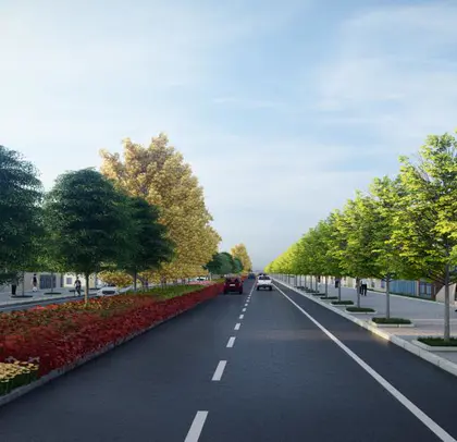 市政道路景观设计国道省道乡村道路<hl>绿化</hl>景观设计效果图施工图