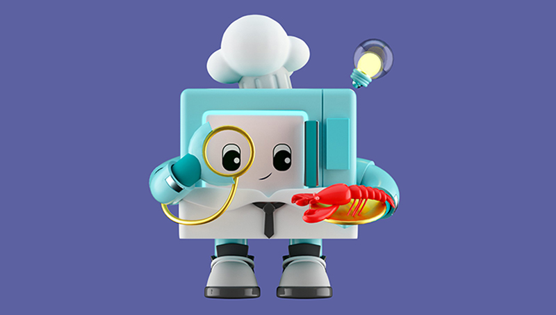 餐饮行业机器人3D吉祥物IP形象设计