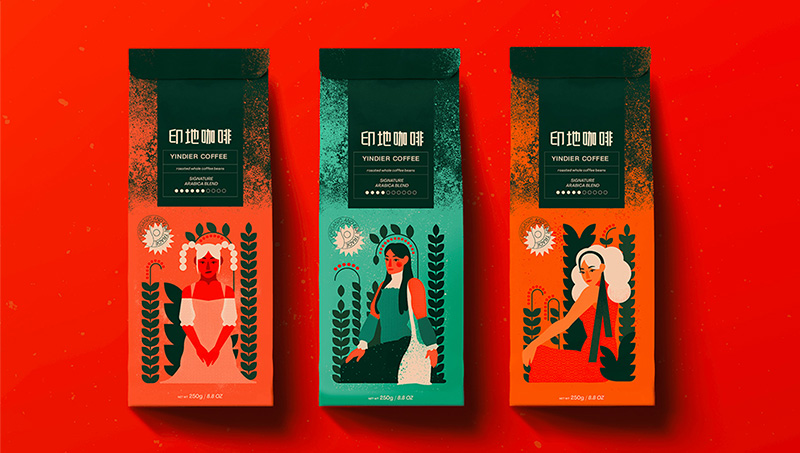 印地咖啡豆包装设计<hl>包装袋</hl>设计