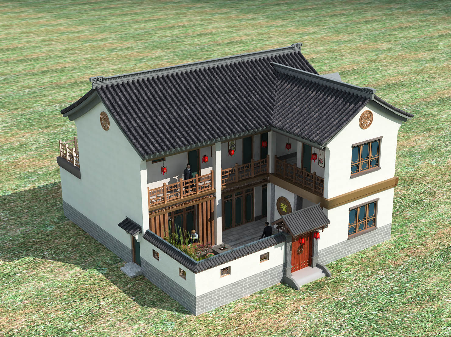 中式别墅自建房效果图建筑设计