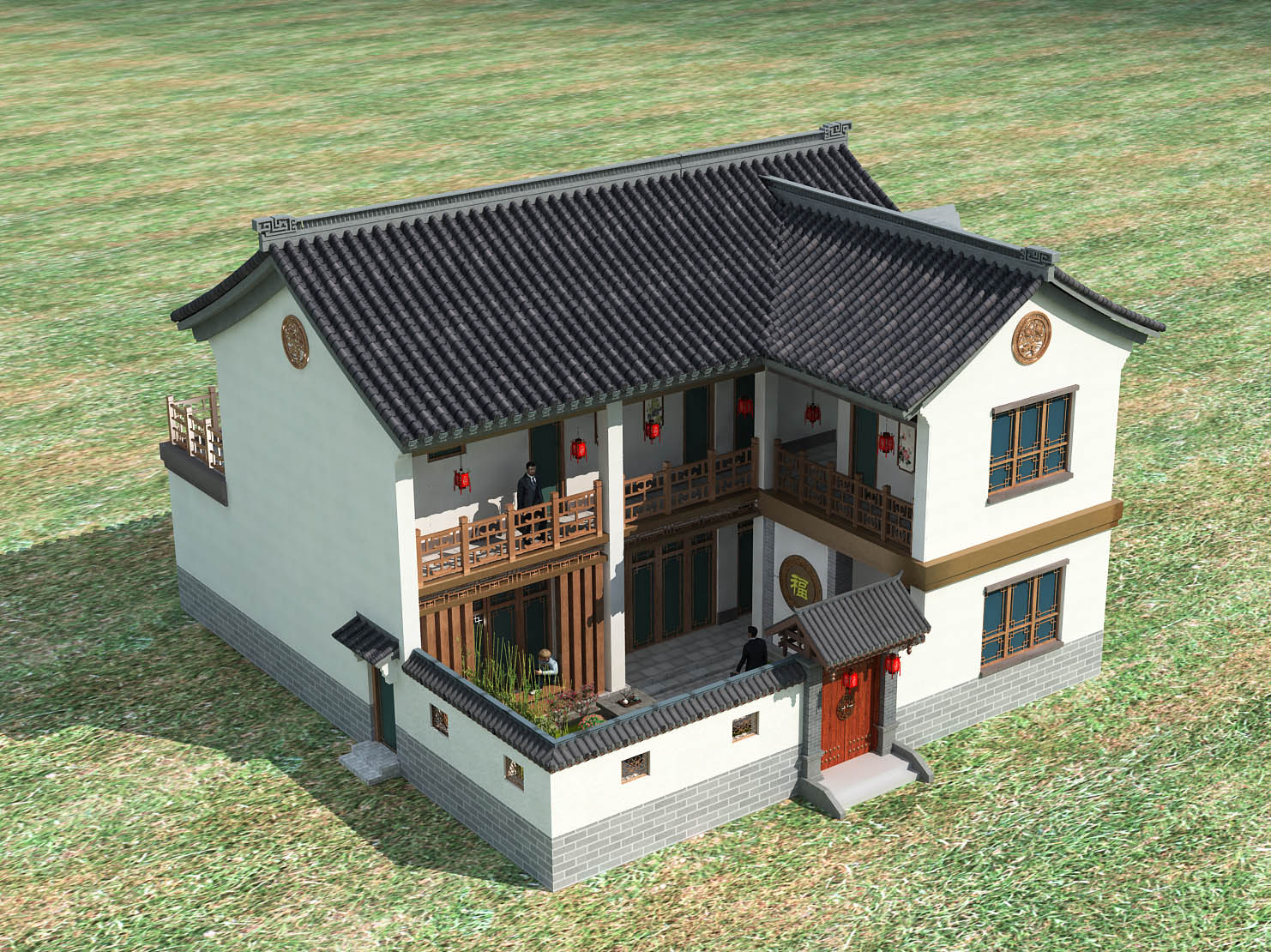 中式別墅<hl>自建房</hl>效果圖建筑設(shè)計(jì)