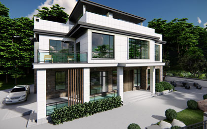 新中式别墅设计农村自建房设计施工图效果图