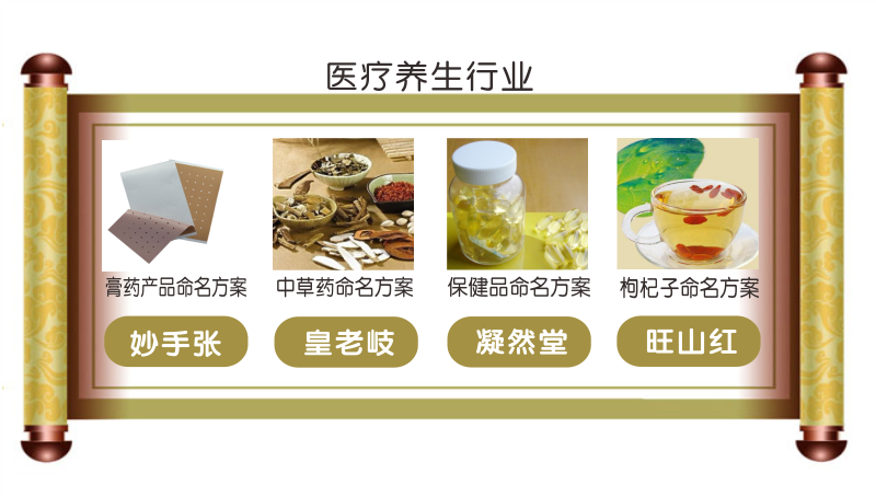 医疗保健药品行业取名部分案例