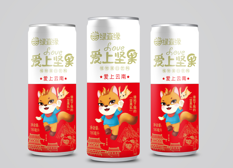 堅果乳易拉罐包裝設計/飲品瓶貼設計