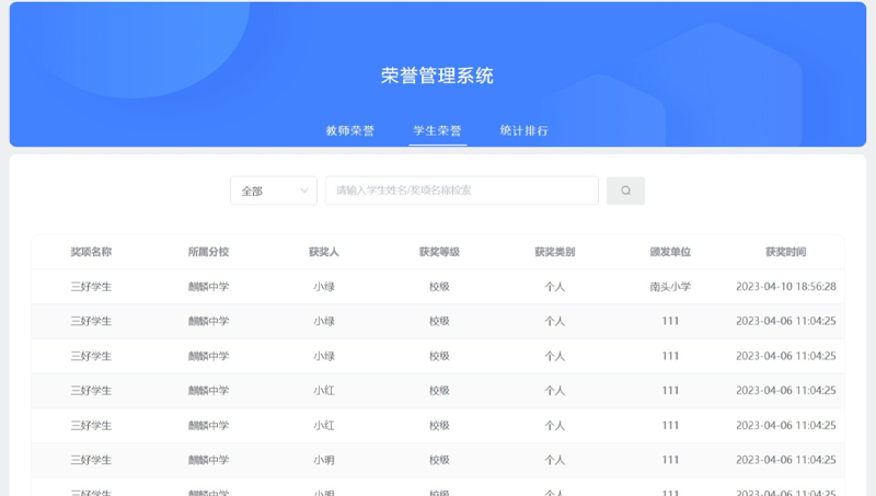 榮譽發(fā)布管理系統(tǒng)【適用學(xué)校、單位、集團等】定制開發(fā)