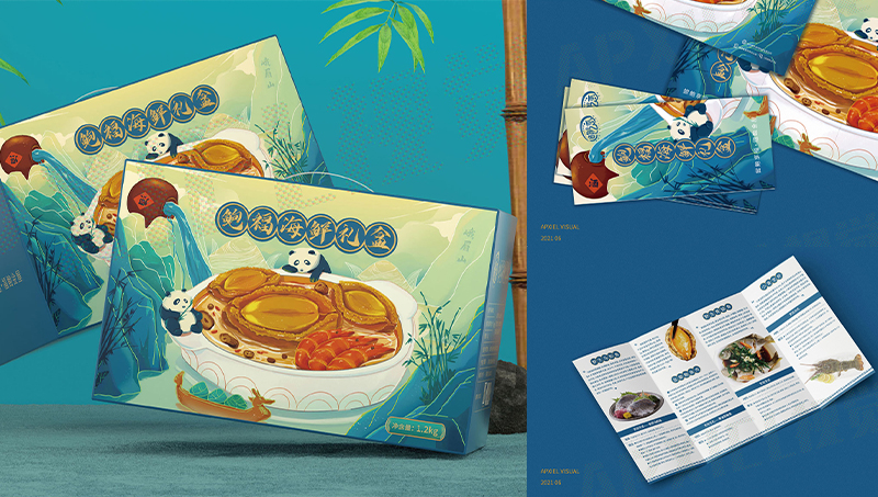 鲍鱼粽子礼盒设计方案包装设计高端礼盒设计插画包装