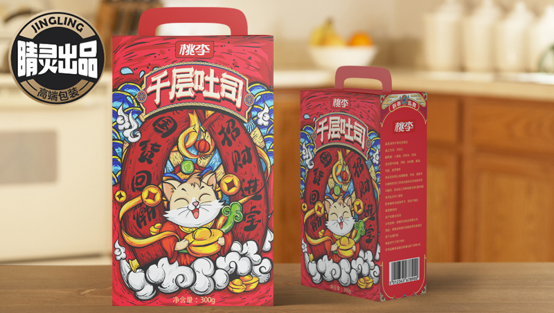 【睛灵出品】桃李千层吐司包装设计