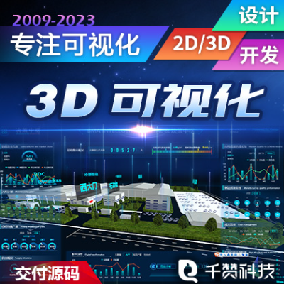 数据可视化大屏设计3D可视化交互系统开发三维建模展示设计