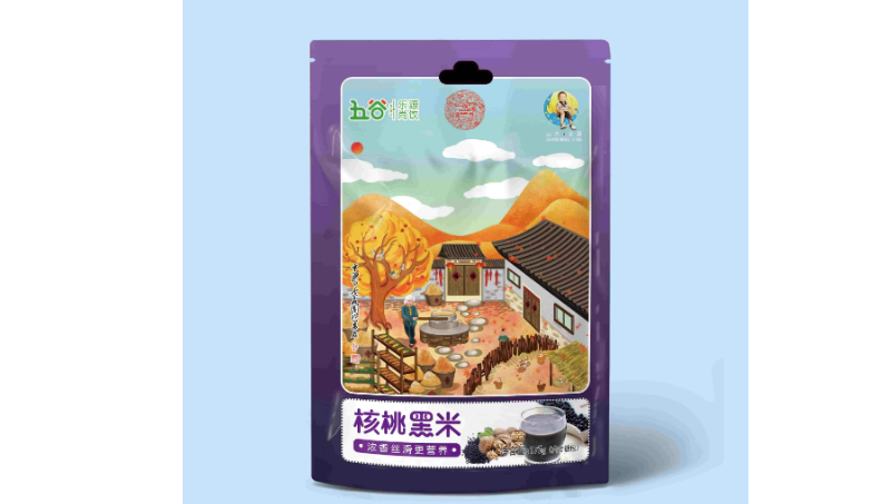 黑米包裝袋插畫風格設計/簡裝包裝袋設計