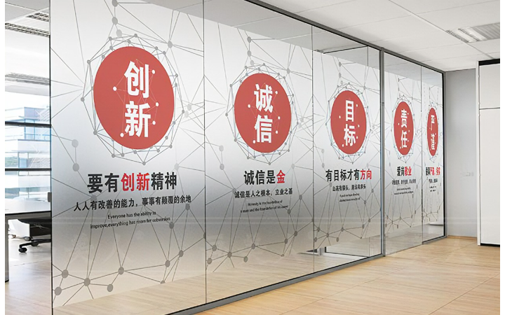 企业店铺文化墙广告墙玻璃贴
