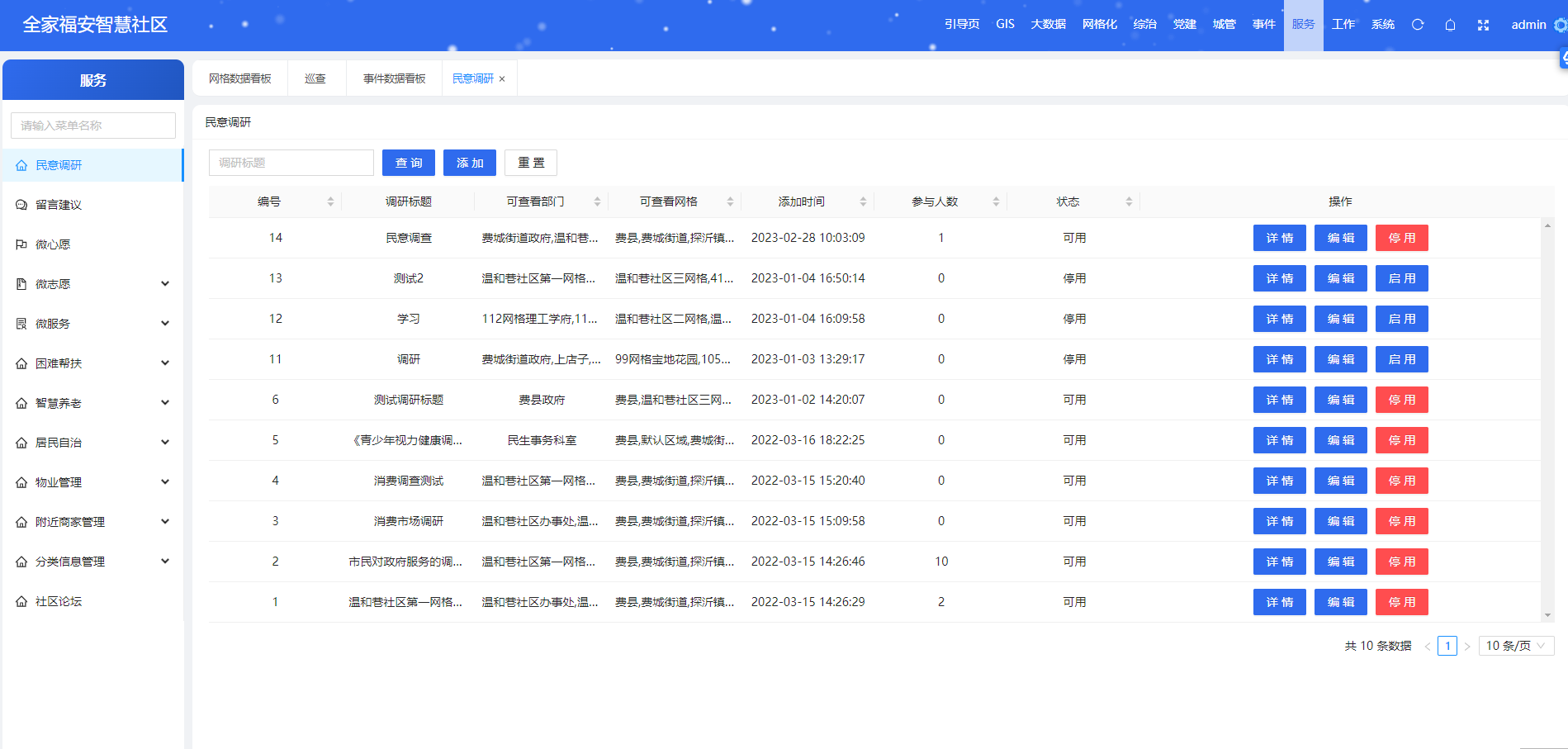 政务智慧社区综治党建城管网格大数据平台系统网站开发定制作