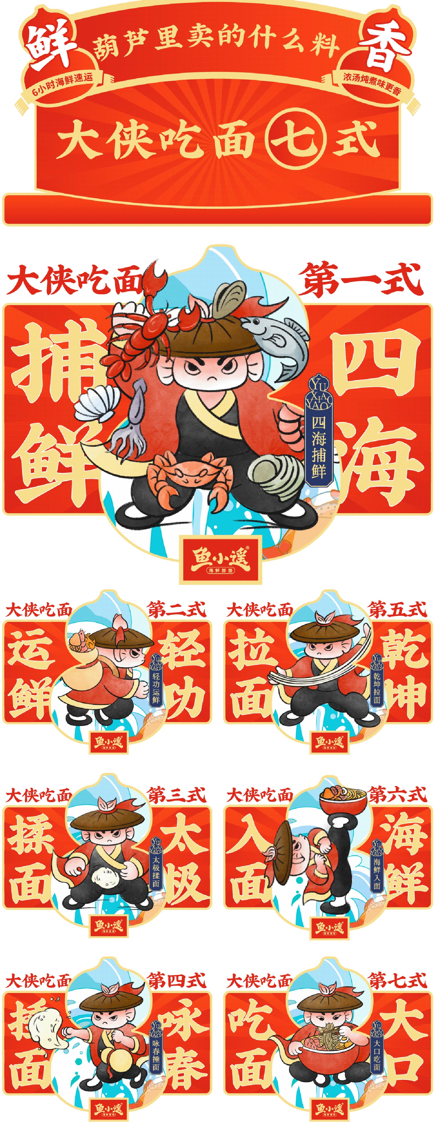 【渔逍遥】餐饮火锅捞面IP形象设计卡通表情包吉祥物设计