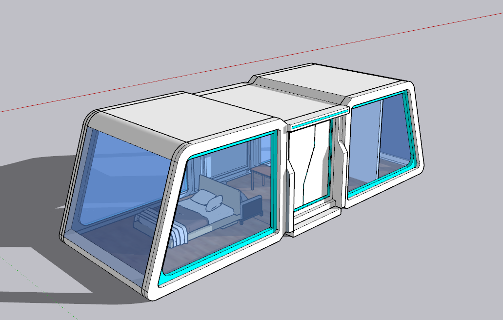 工业设计太空舱移动民宿房外观结构设计