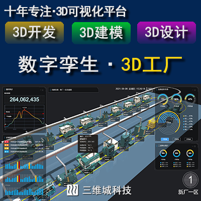 数字孪生3d三维数据可视化大屏工业工厂车间矿山水利水务