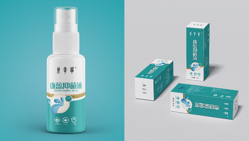 東奇草康蕊抑菌液  瓶貼及外包裝設(shè)計(jì)