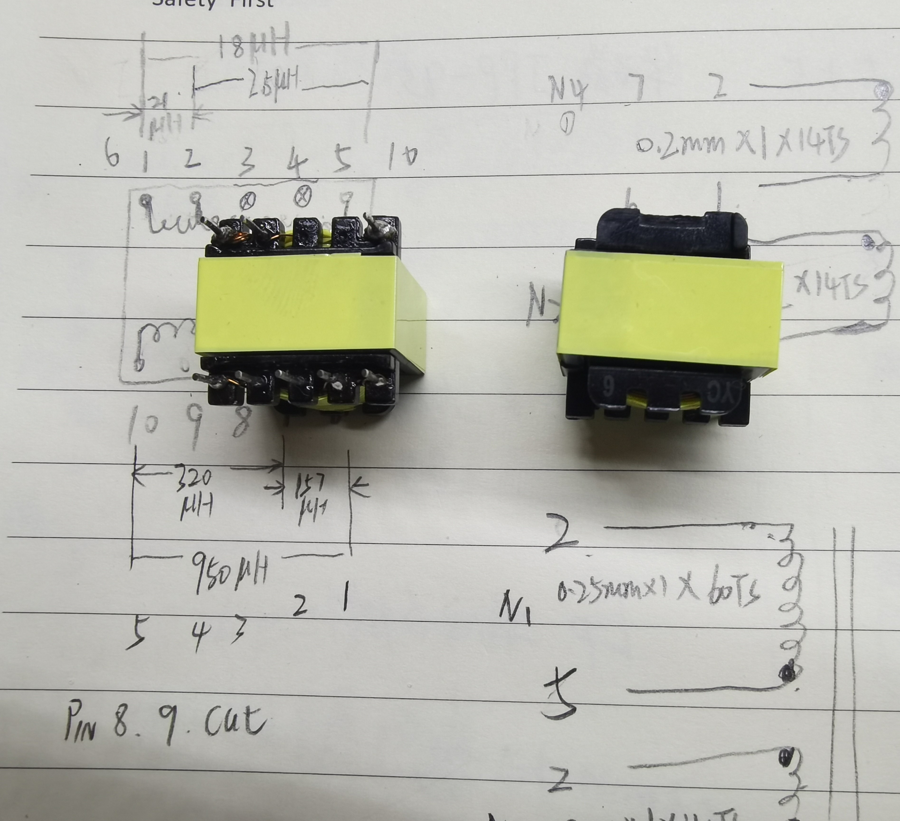 EE1910立式5+5高频变压器硬件开发设计FAE设计