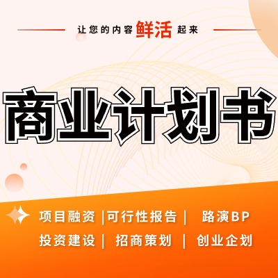 商业计划书融资企划品牌营销方案创业招商路演可行性研究报告撰写