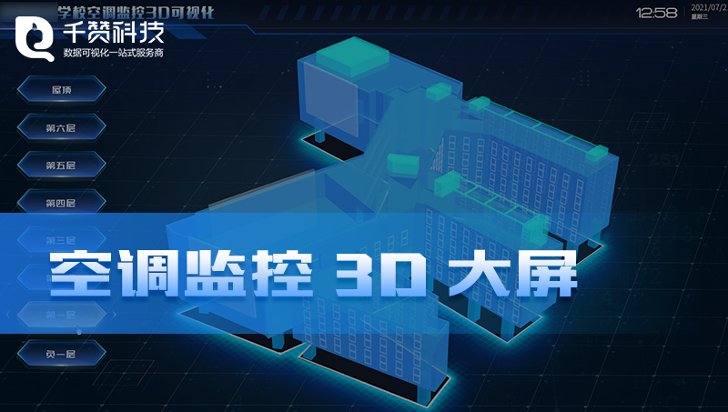 空調(diào)設(shè)備建模數(shù)據(jù)監(jiān)測(cè)機(jī)房管理3D建模數(shù)據(jù)可視化大屏