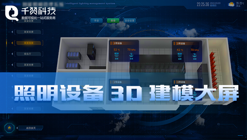 智能照明设备3D建模设备管理数据可视化设备建模大屏