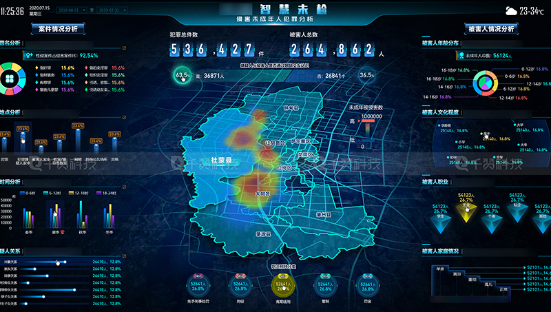 大庆智慧未检侵害未成年犯罪分析信息表数据可视化统计平台