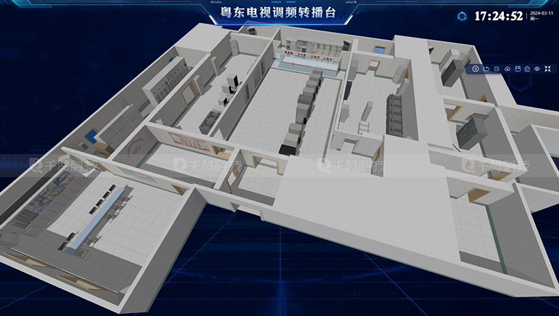 3D广播站台三维建筑建模系统设备监控大数据可视化平台