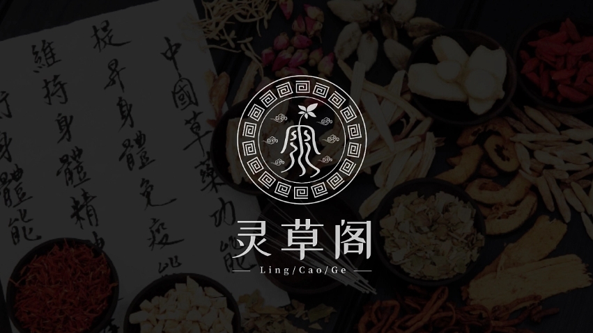 灵草阁-中医药膳食产业 健康养生食品logo设计