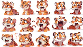 一组老虎的表情包