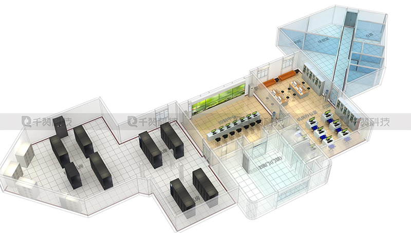 室内场景3D建模线上云展厅效果图机房展馆渲染数据可视化