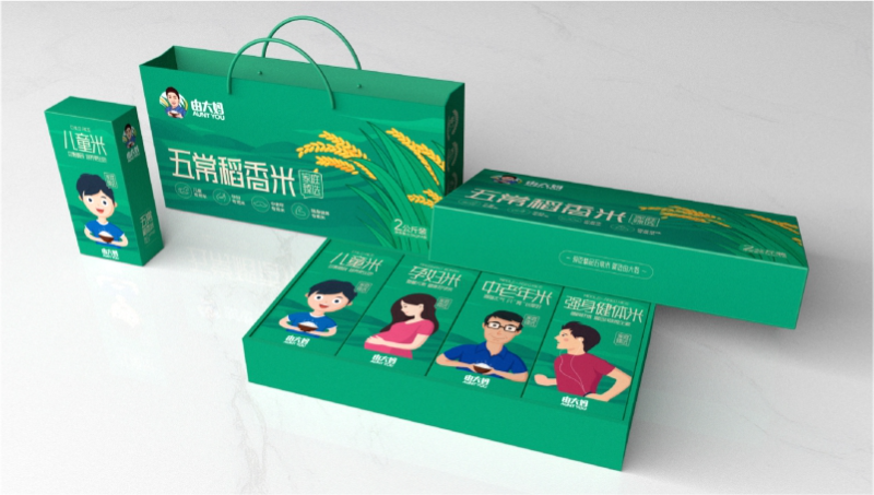 五常稻香米礼盒包装设计