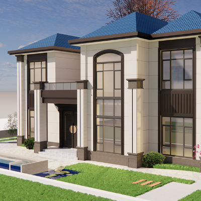 农村别墅二层<hl>简洁设计</hl>效果图施工图