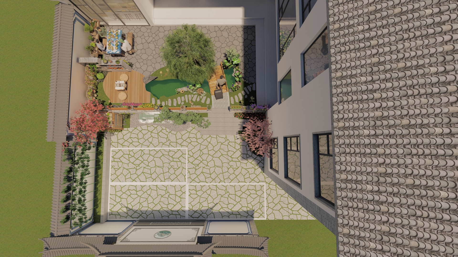 新中式庭院设计方案效果图