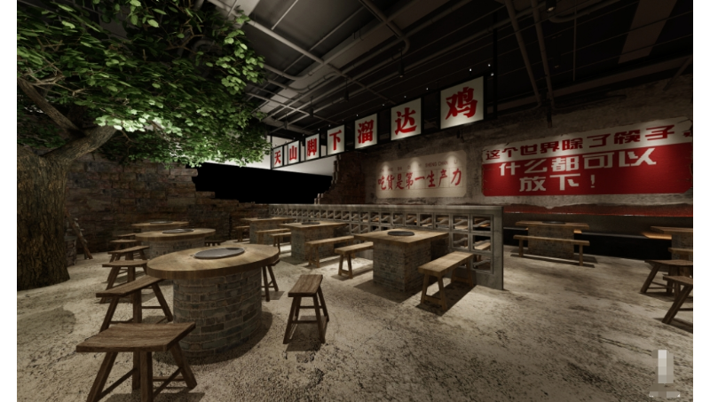 懷舊復(fù)古風(fēng)格餐飲店鋪設(shè)計(jì)室內(nèi)設(shè)計(jì)效果圖公裝施工圖cad