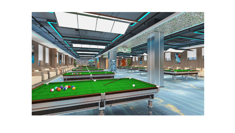 台球俱乐部设计效果图施工图室内设计cad