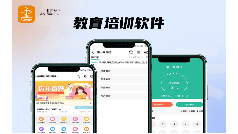 云题馆教育培训软件考试练习、模拟、预测各种考试题目的平台