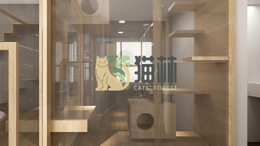 猫林猫咖logo设计咖啡店logo设计