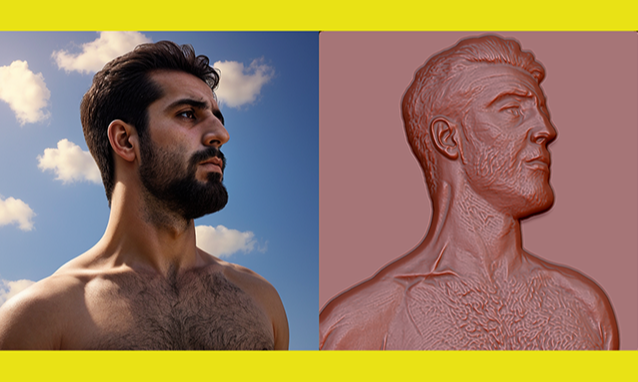 希腊男士，根据照片进行的人物浮雕建模。