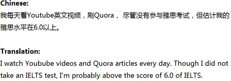 每天看Youtube英文视频，刷Quora，雅思水平约6.0