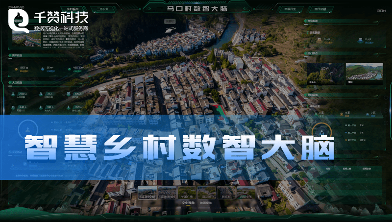 智慧乡村倾斜实景VR3D效果图数字城市数智大脑数据可视化