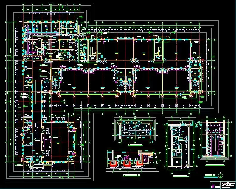 CAD建筑公装设计施工图庭院平面图立面图盖章水电消防图