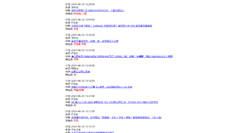 整合各個*網(wǎng)站的最新實時數(shù)據(jù)