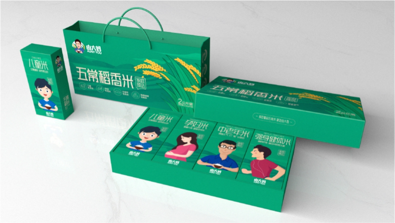 由大媽-五常稻香米禮盒系列包裝設(shè)計