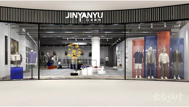 金燕羽—男裝店門頭3D效果圖服裝展廳店鋪服裝店空間設(shè)計(jì)