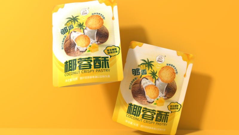 麥天農(nóng)夫插畫快消品食品椰蓉酥包裝袋裝設(shè)計(jì)